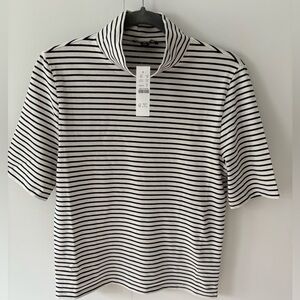 J. Crew Stretch cotton-blend elbow-sleeve mockneck T-shirt